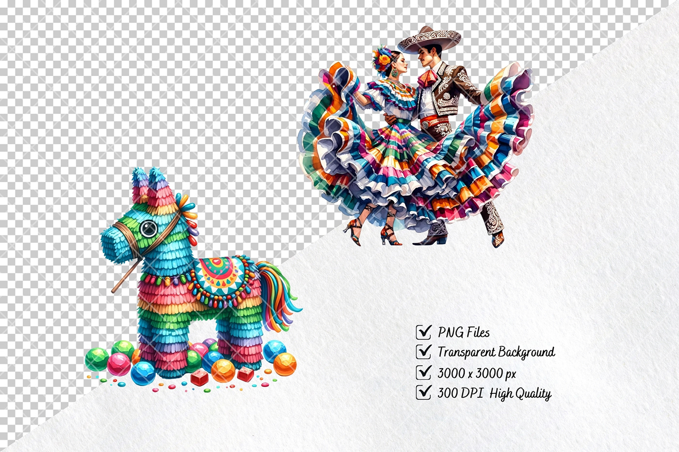 cinco de mayo mexico Mexican clipart watercolor illustration Mexican Food Tacos fiesta cactus sombrero