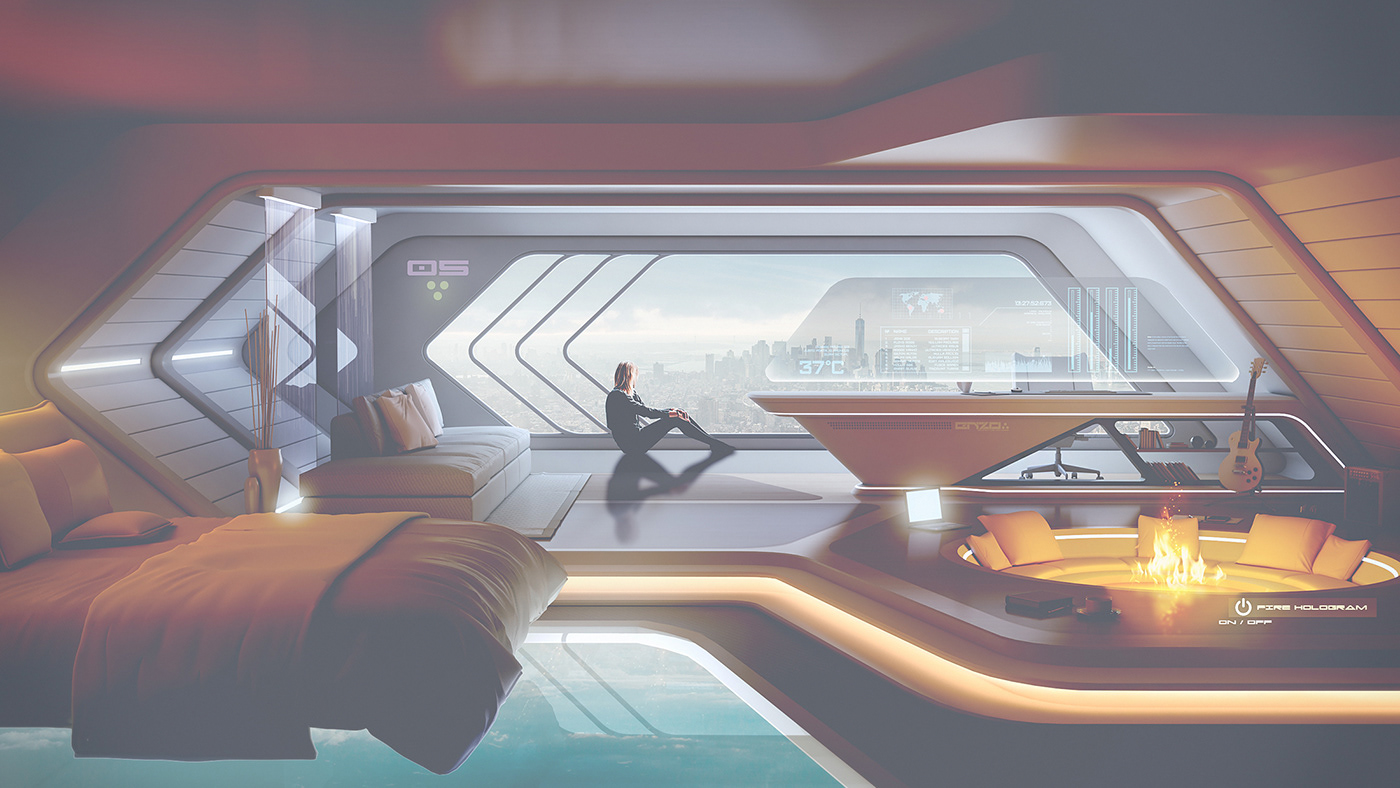 architecture concept design environment Interior modern room sci-fi SKY Space 
