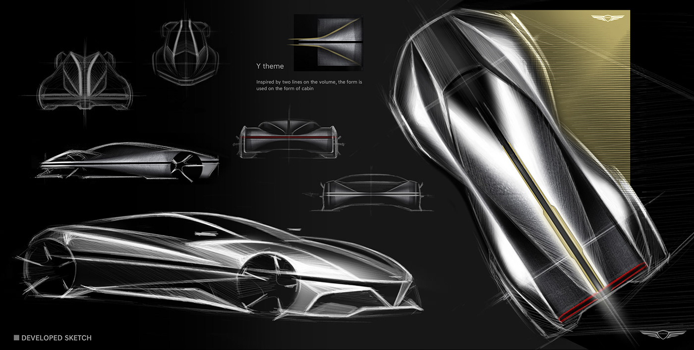 transportationdesign cardesign genesis Automotive design industrial design  Hyundai sketch photoshop blender supercar