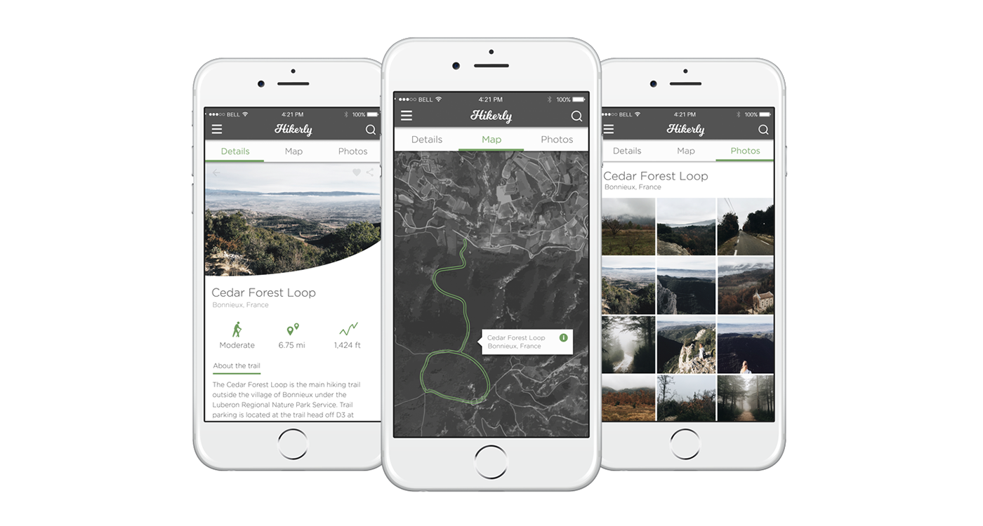 hiking trails app Interface branding  ux visual Nature