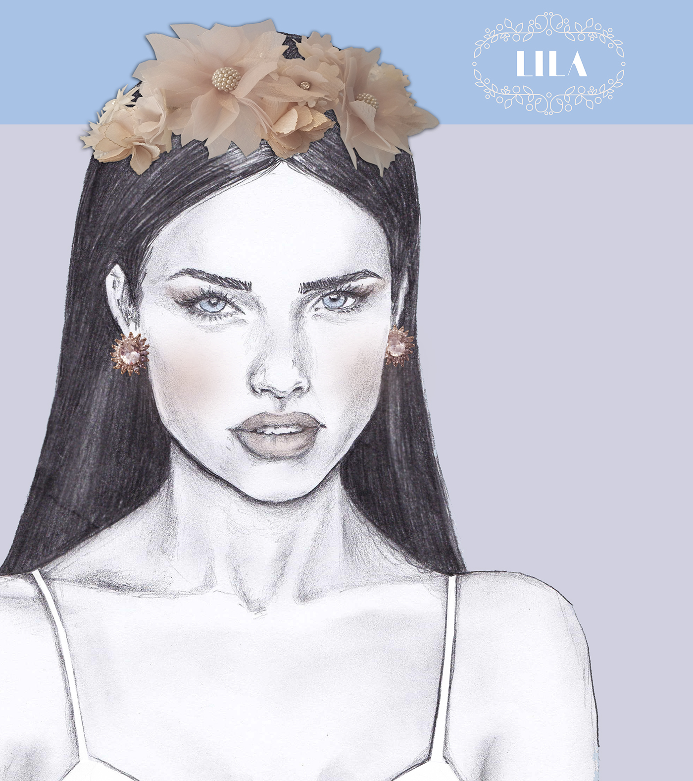 illustrations hand drawing bridal jewelry Adriana Lima Miranda Kerr LILA pastel romantic