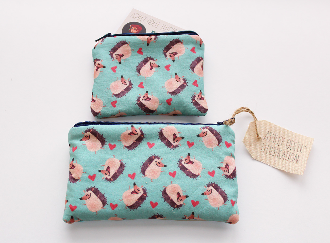 Hedgehog hedgie pattern ILLUSTRATION  pillows zipper purse pouch