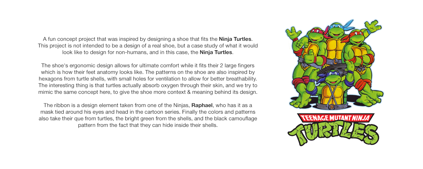 ninja Turtles  shoes concept Ergonomics cartoon future animals comfort adidas Nike puma 3D sketching footwear