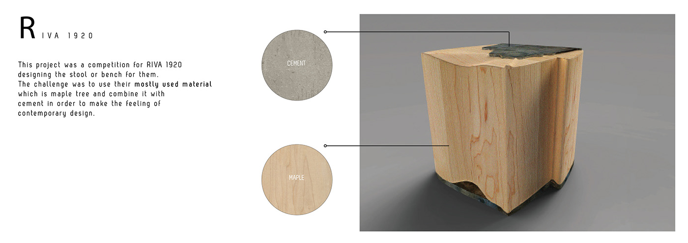 riva1920 cement maple wood stool