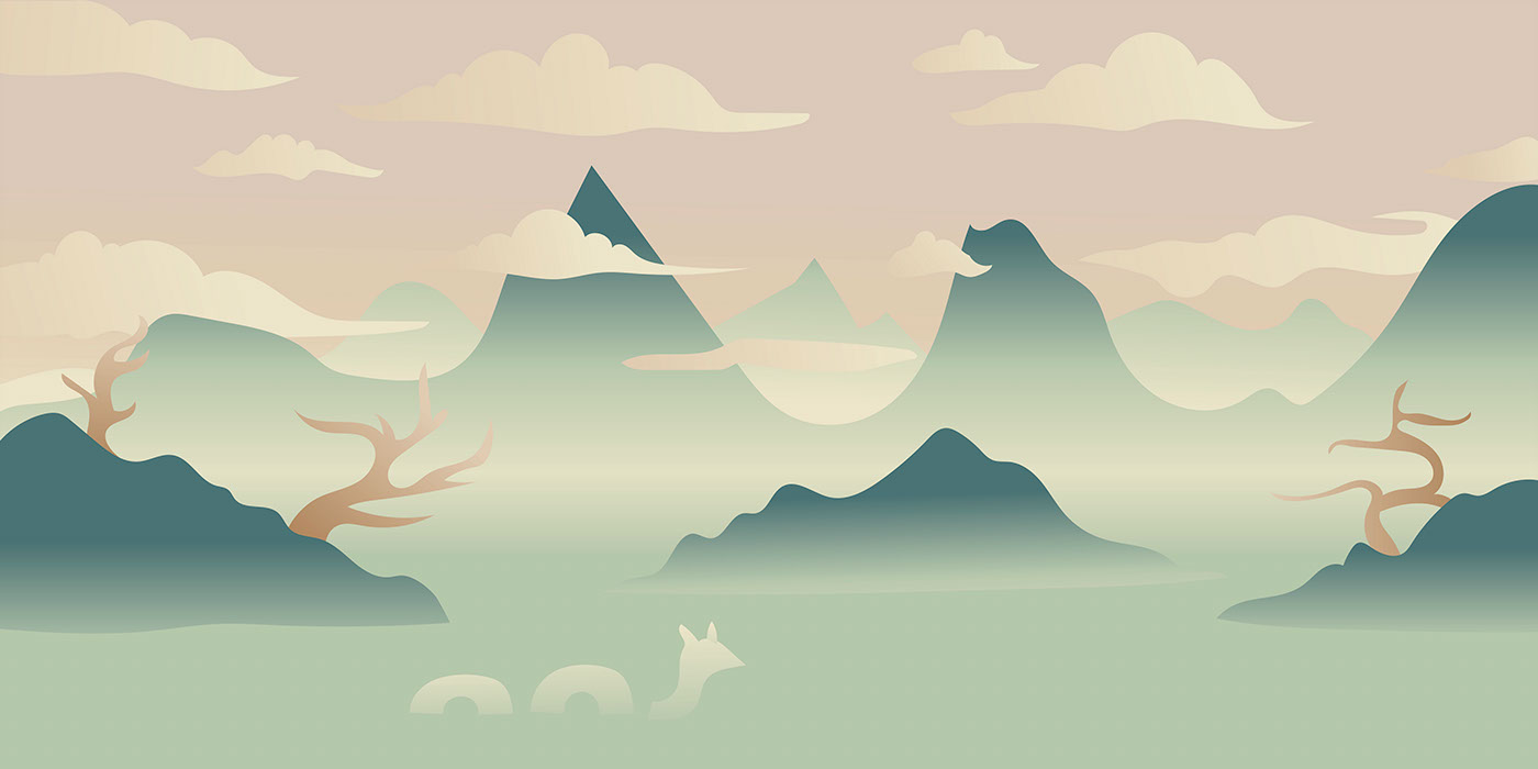 minimal Landscape Games Movies mountains animals vector ILLUSTRATION  cute design