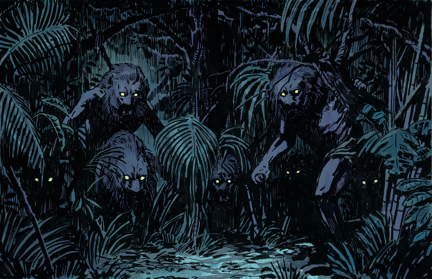 electro KANNIBALEN RECORDS ILLUSTRATION  jungle Lions comic art edm