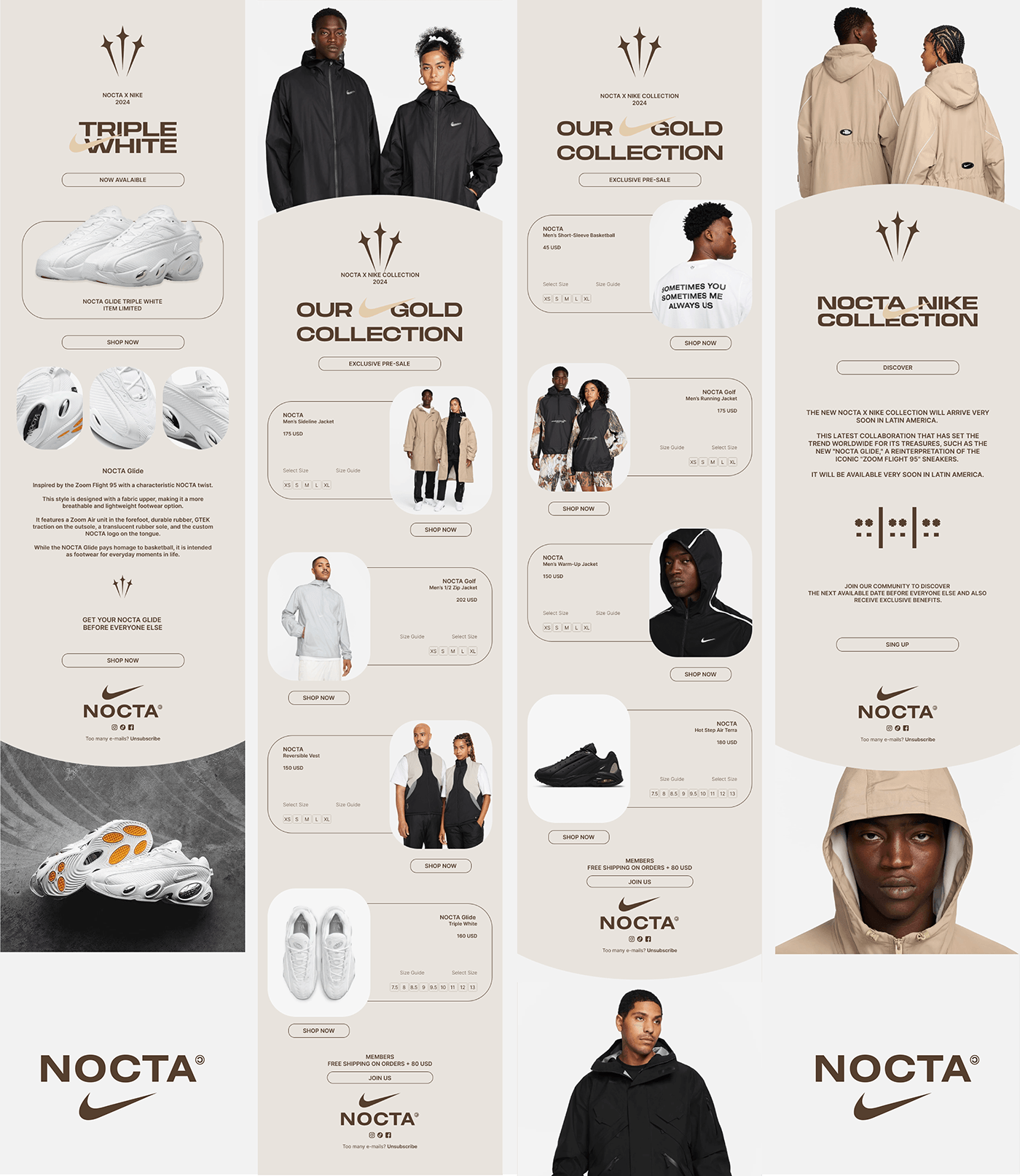 Newsletter Design emails Email Design email template newsletters nocta Nike design brand identity sneakers