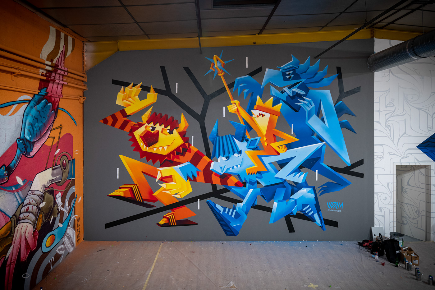 berlin cartoon Graffiti ILLUSTRATION  Mural Muralism painting   streetart walldesign