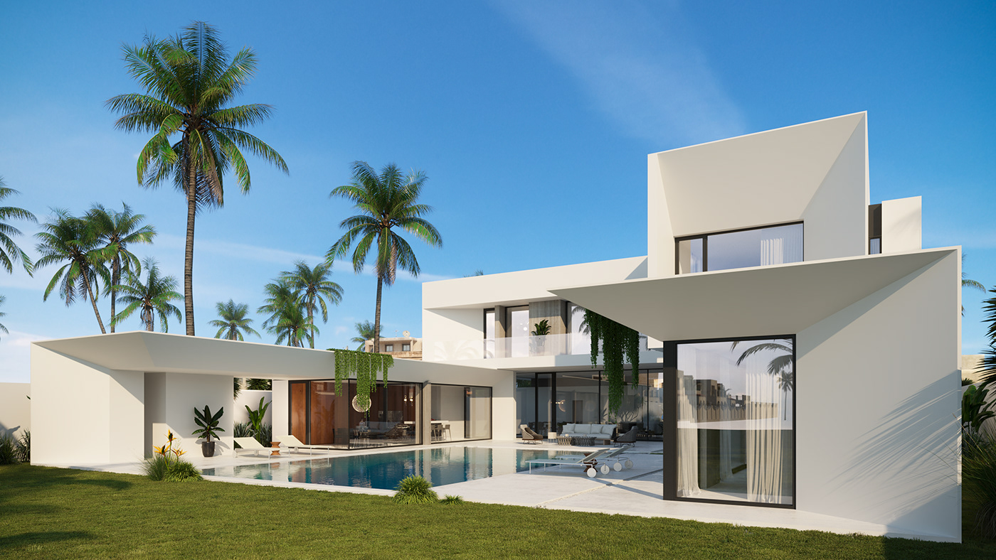 3d render Abu Dhabi Modern Villa visualization architect architecture architecture design dubai private villa UAE Architecture