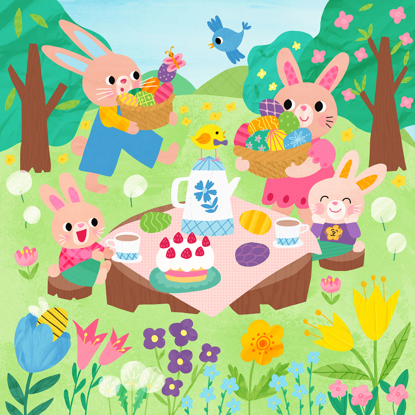 bunny Character design  children illustration collage art Easter ILLUSTRATION  illustrations Illustrator Picture book rabbit