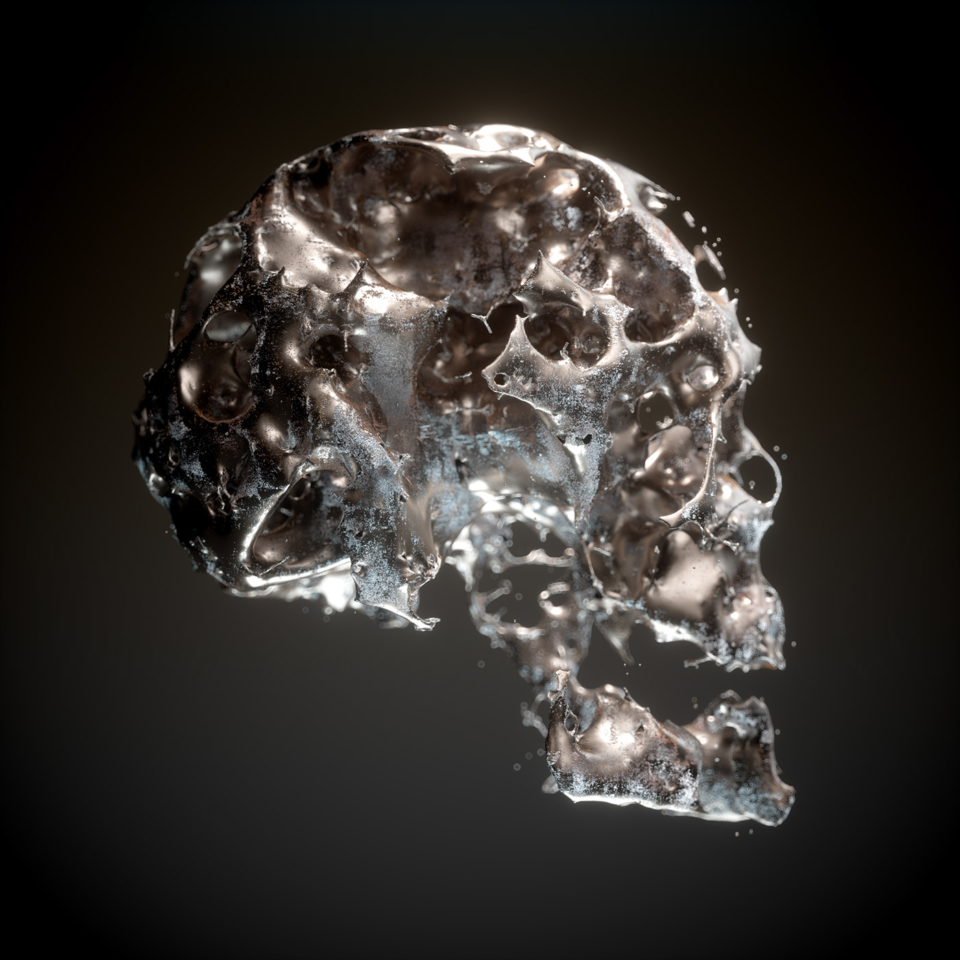 skull transparent metal octane gold dark black light