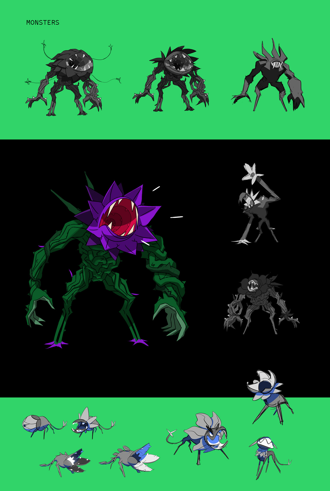 anime battle Character design  fighting Flowers monster sakuga