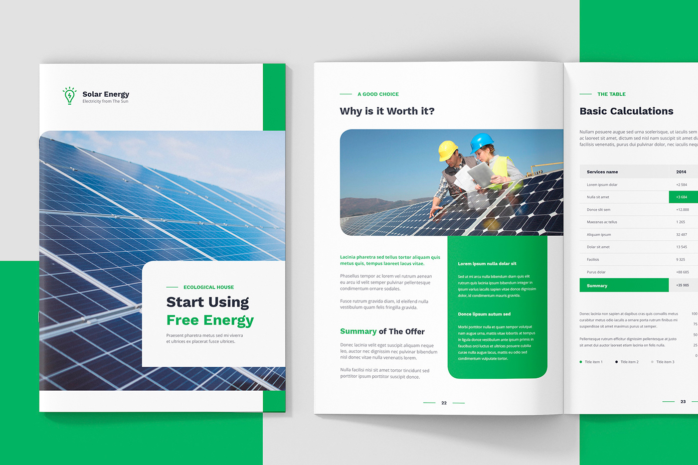 annual report bio fuel Brochure Template company profile indesign template photovoltaic Renewable Energy Solar energy white paper wind turbines