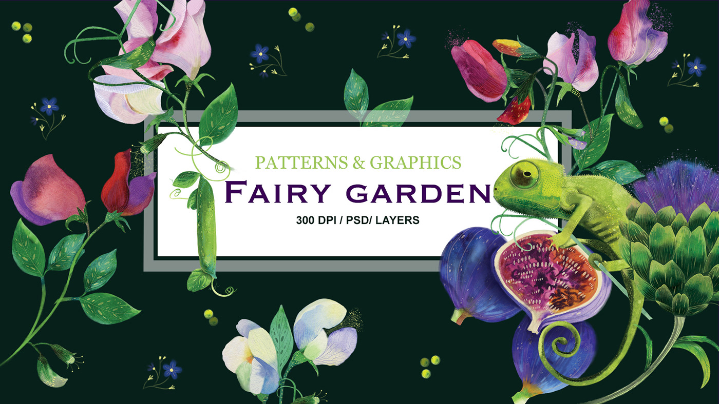 flower Nature pattern textile design Flora plants watercolor garden botanical