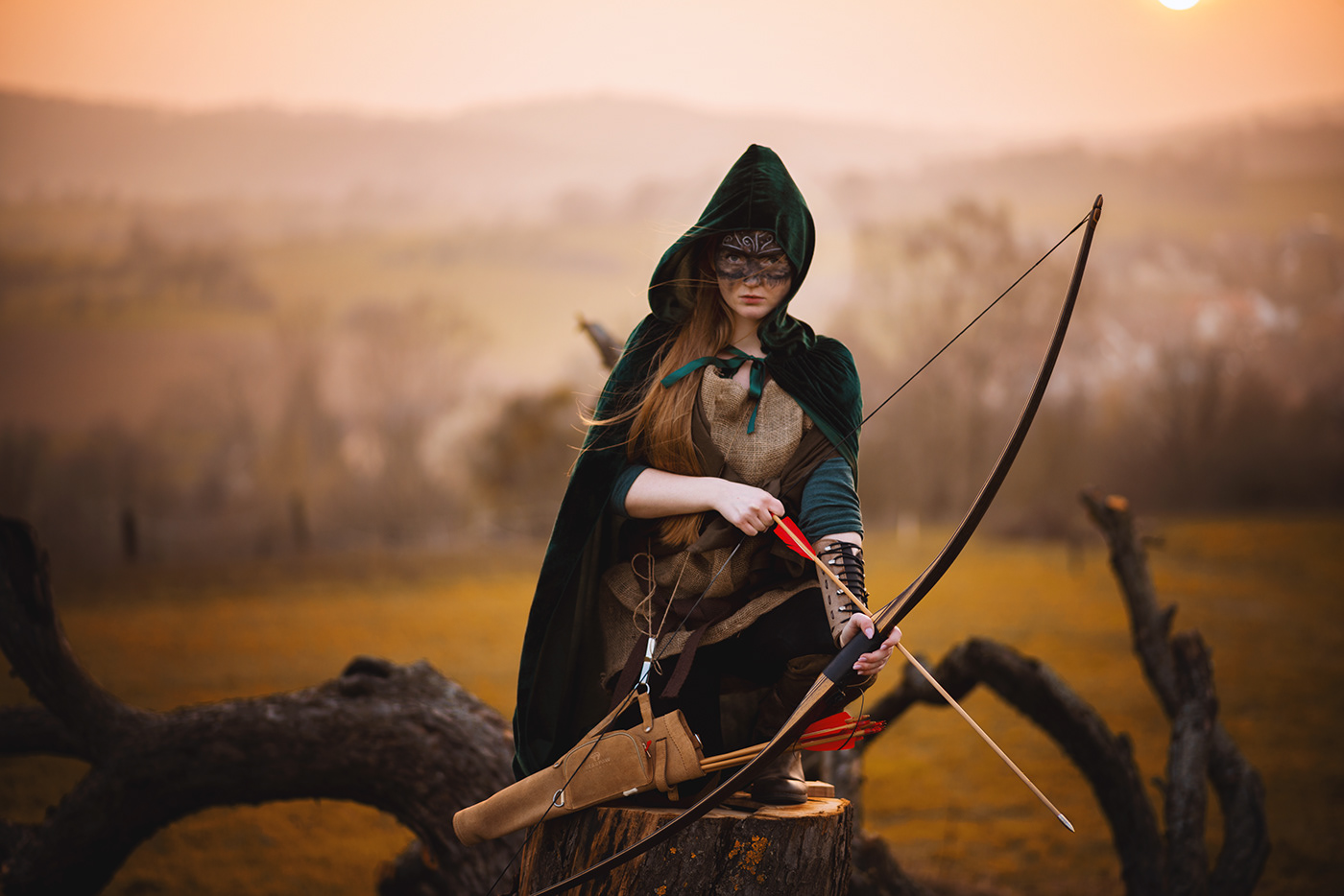 elf ranger Cosplay Game of Thrones Lord of the rings costume archer redhead make-up
