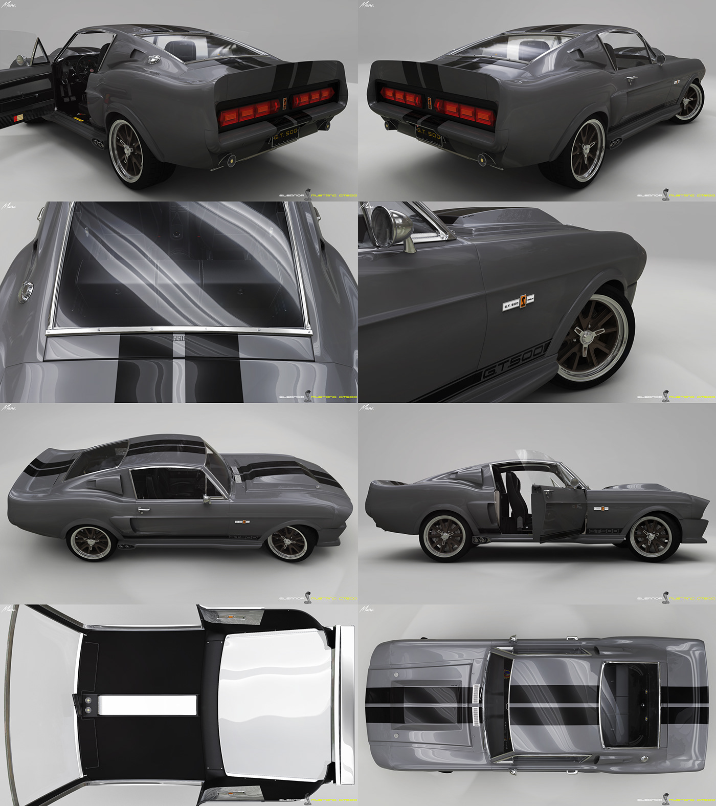 Ford Eleanor Mustang vray CGI animation  car Vehicle GT500 vfx