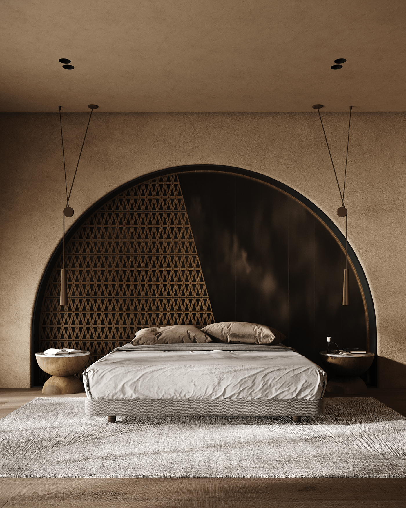 architecture visualization interior design  3ds max corona archviz Wabi Sabi Render bedroom living room