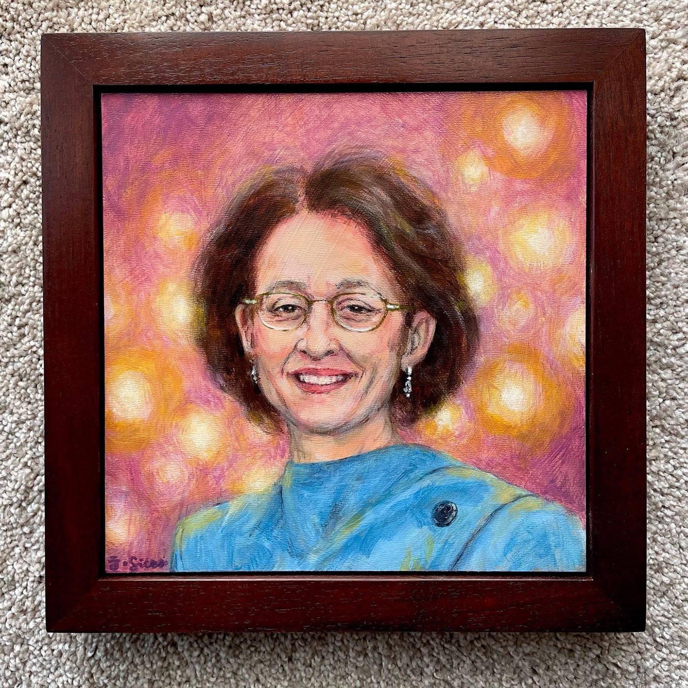 acrylic frame painting   panel portrait walnut