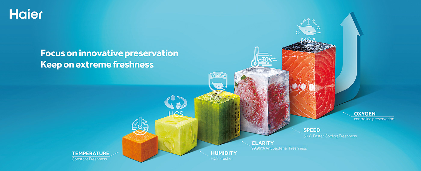 Technology refrigerator appliance preservation fresh Fruit vegetables cooling navi intelligent