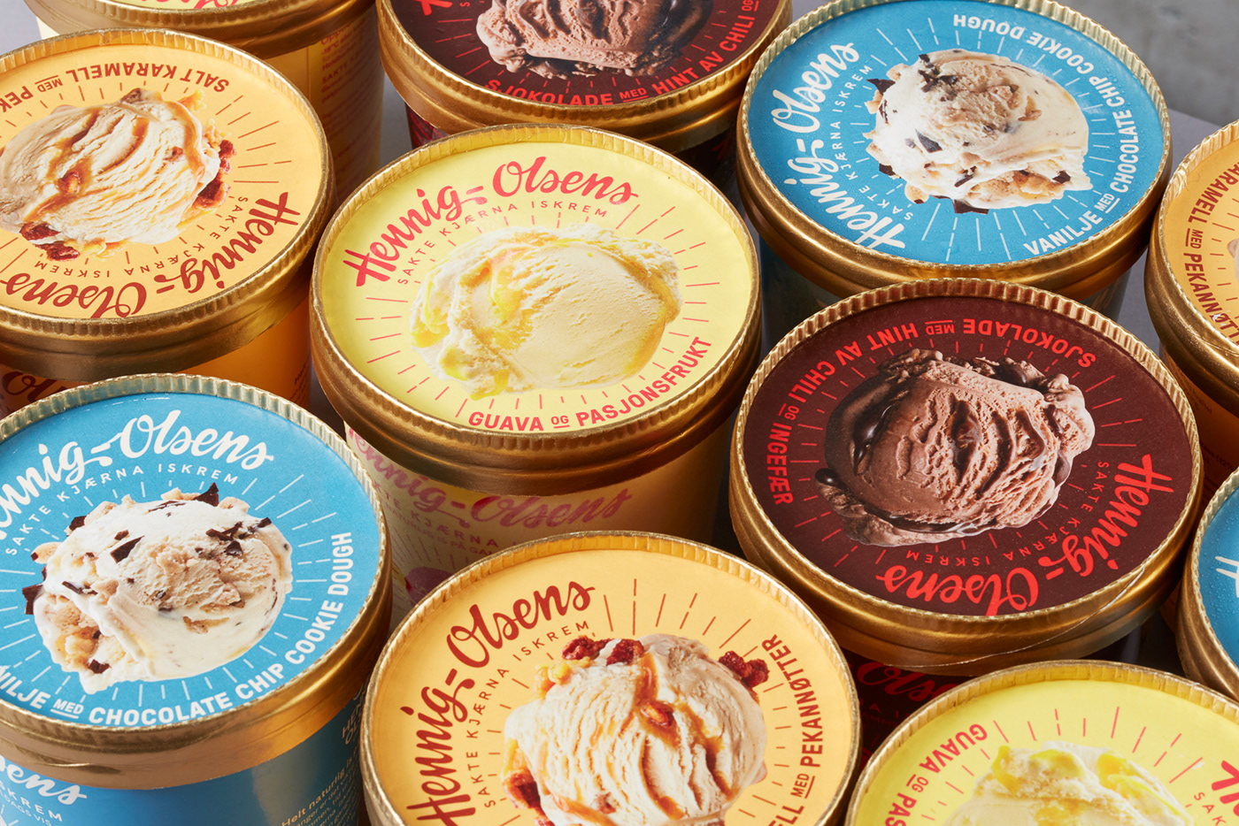 ice cream Retro Packaging packaging design Hennig-Olsen nostalgic colorful anti dessert sakte kjærna