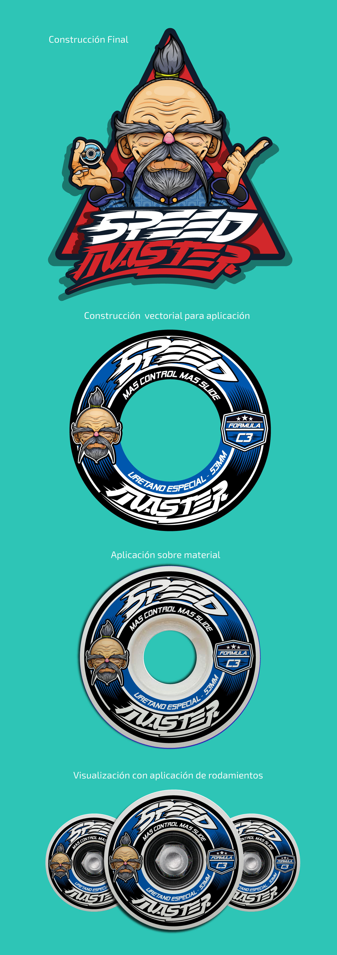 characterdesign skateboard wheels ILLUSTRATION  digitalart stickers vectorart brand wacom speed