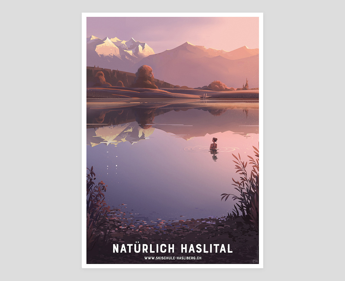 poster ILLUSTRATION  graphic design  Landscape vector Switzerland mountains alps Retro swiss alps