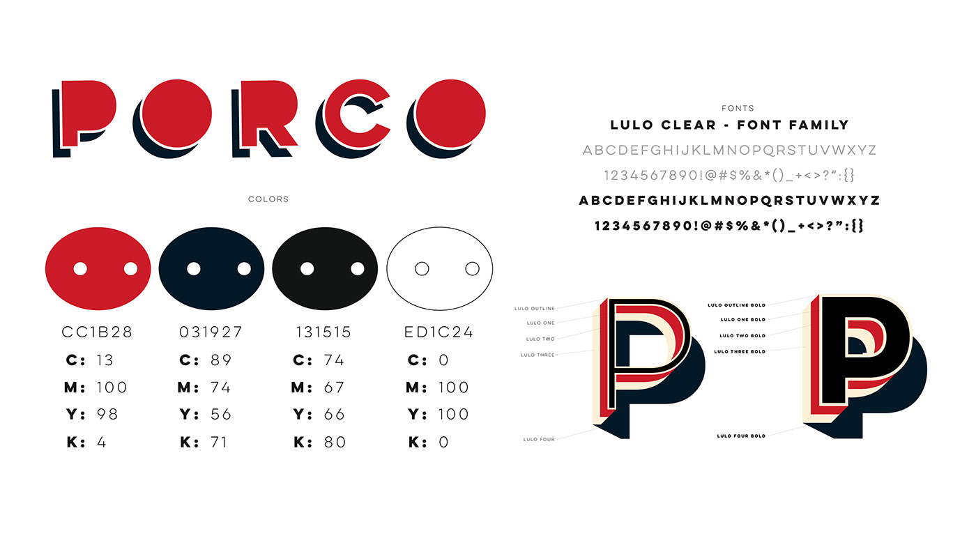 porco puerco Prochetta branding  Brand ID logo
