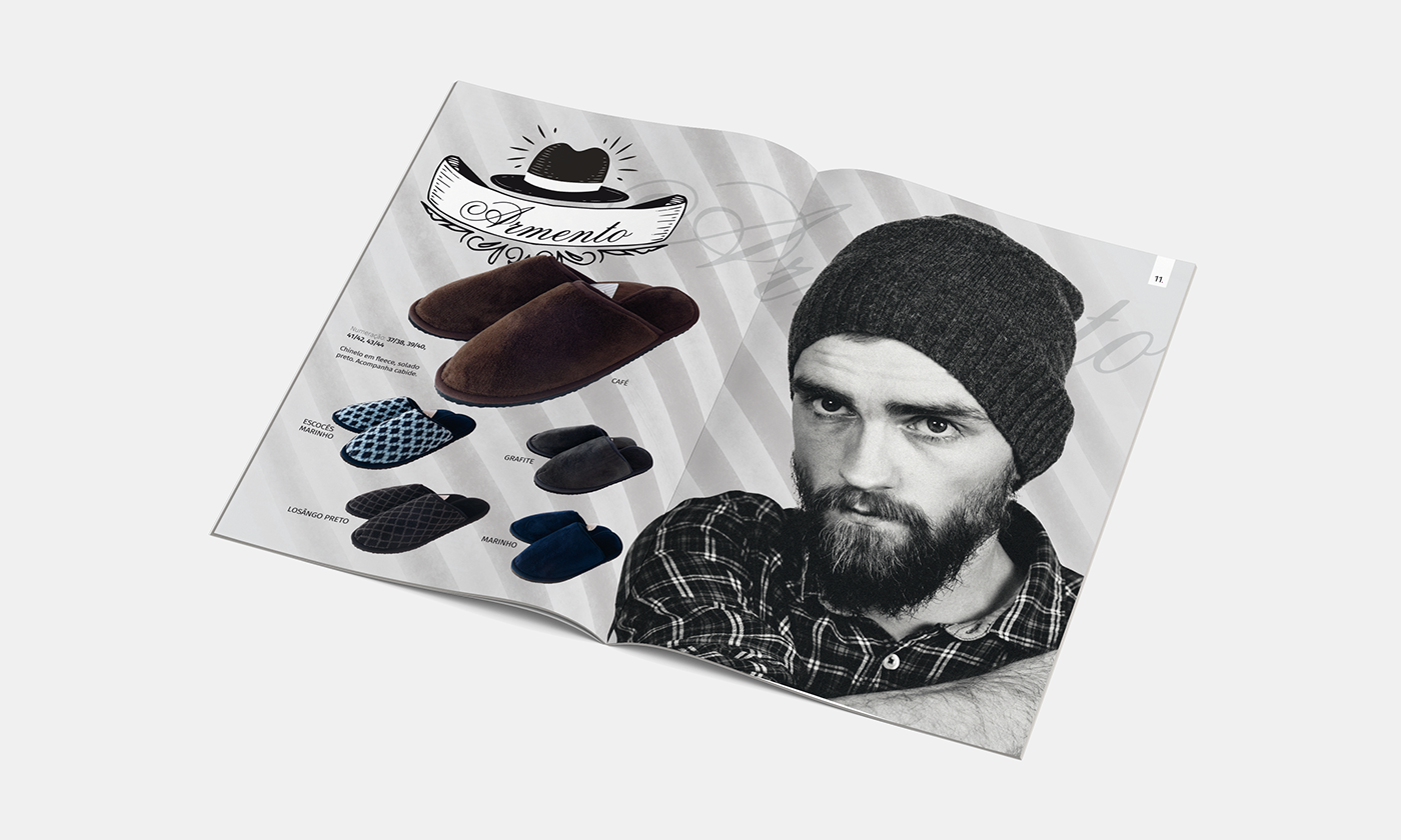 catalogo design graphic diagramação retouch pantufa slipper