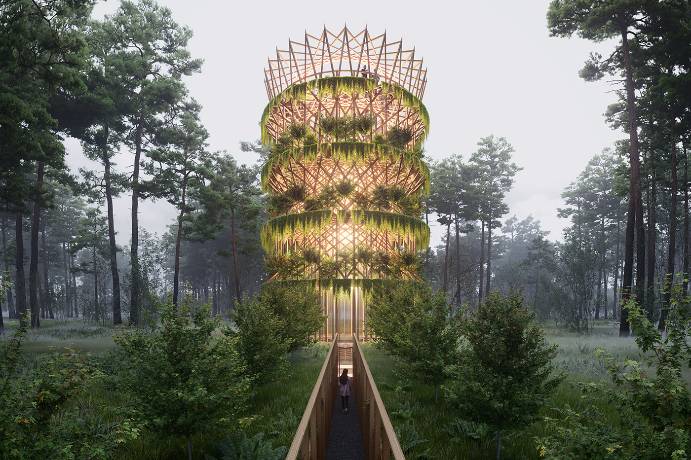 3ds max architecture corona exterior forest New York Render