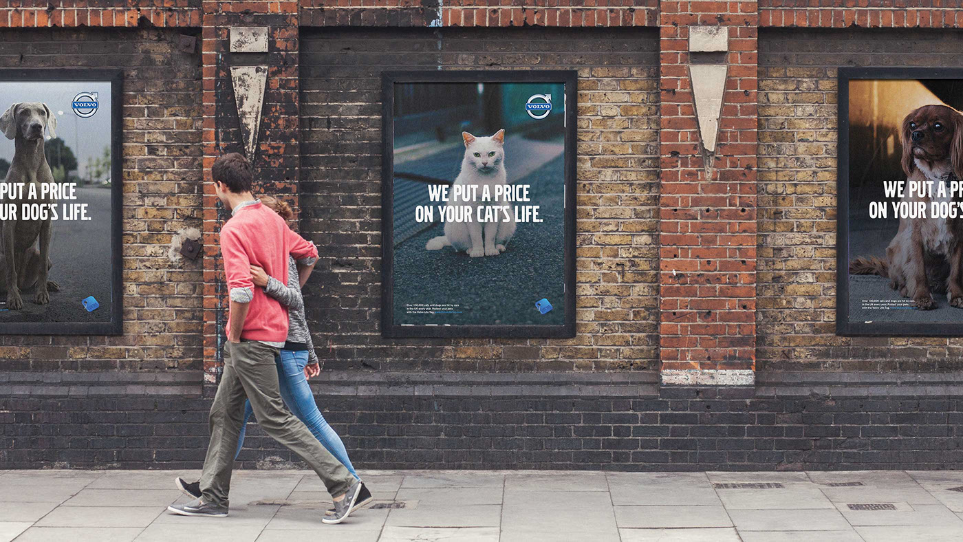 Volvo chip shop Awards poster dog Cat animals safety life tag