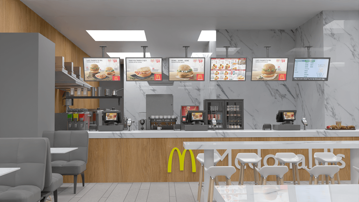 McDonalds mcdonald's restaurant building Food  blender 3D interior design  architecture exterior