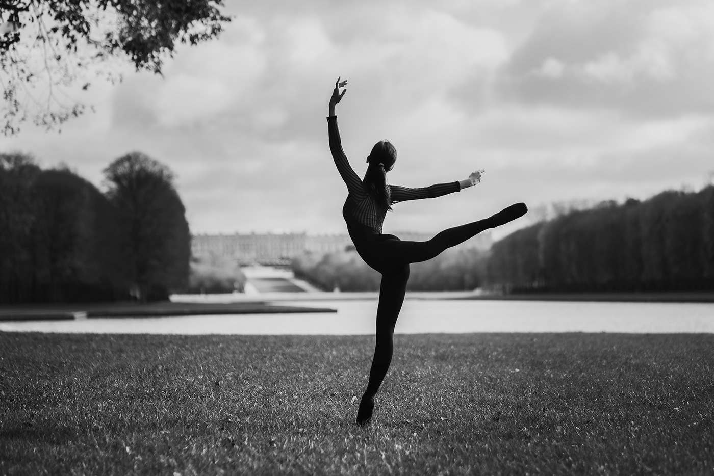 black and white DANCE   ballerina ballet versailles Paris model france Landscape dancer