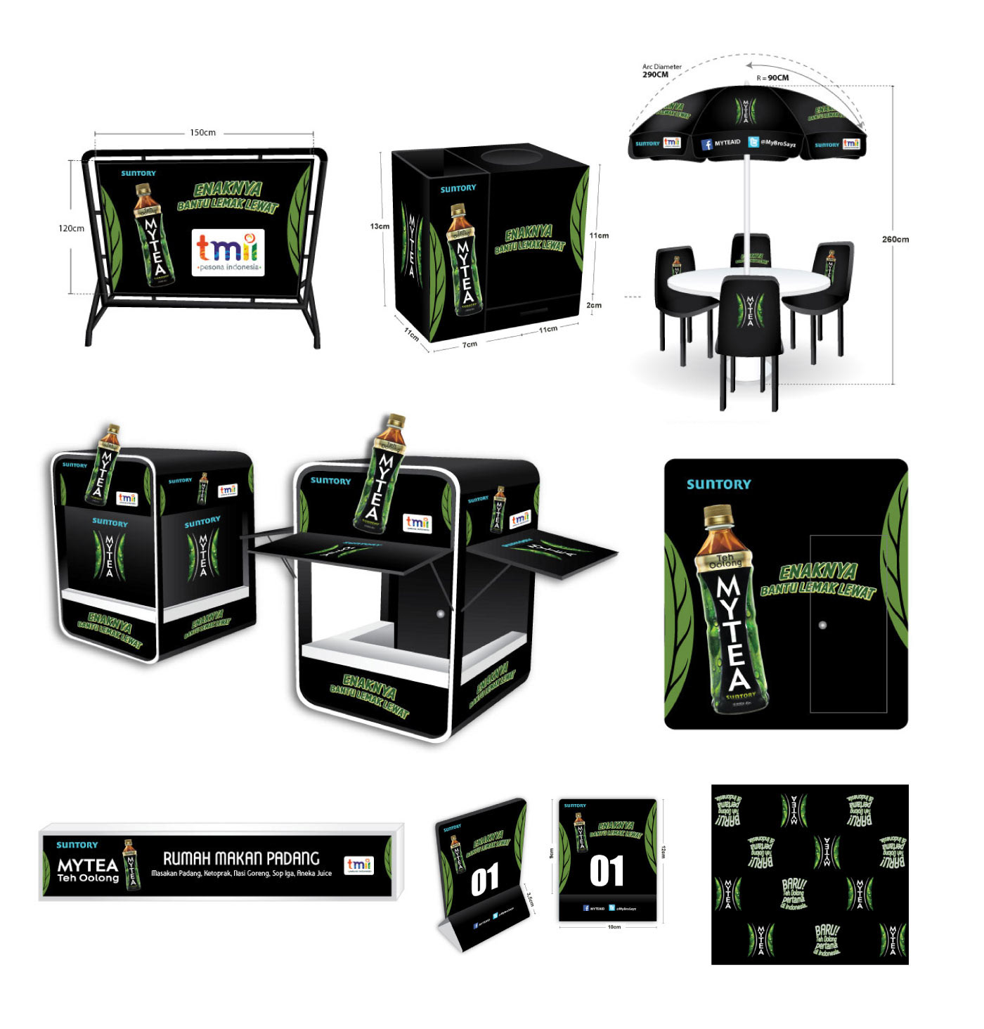 Advertising  branding  kiosk design parasol design product design  Promotional media visual identity