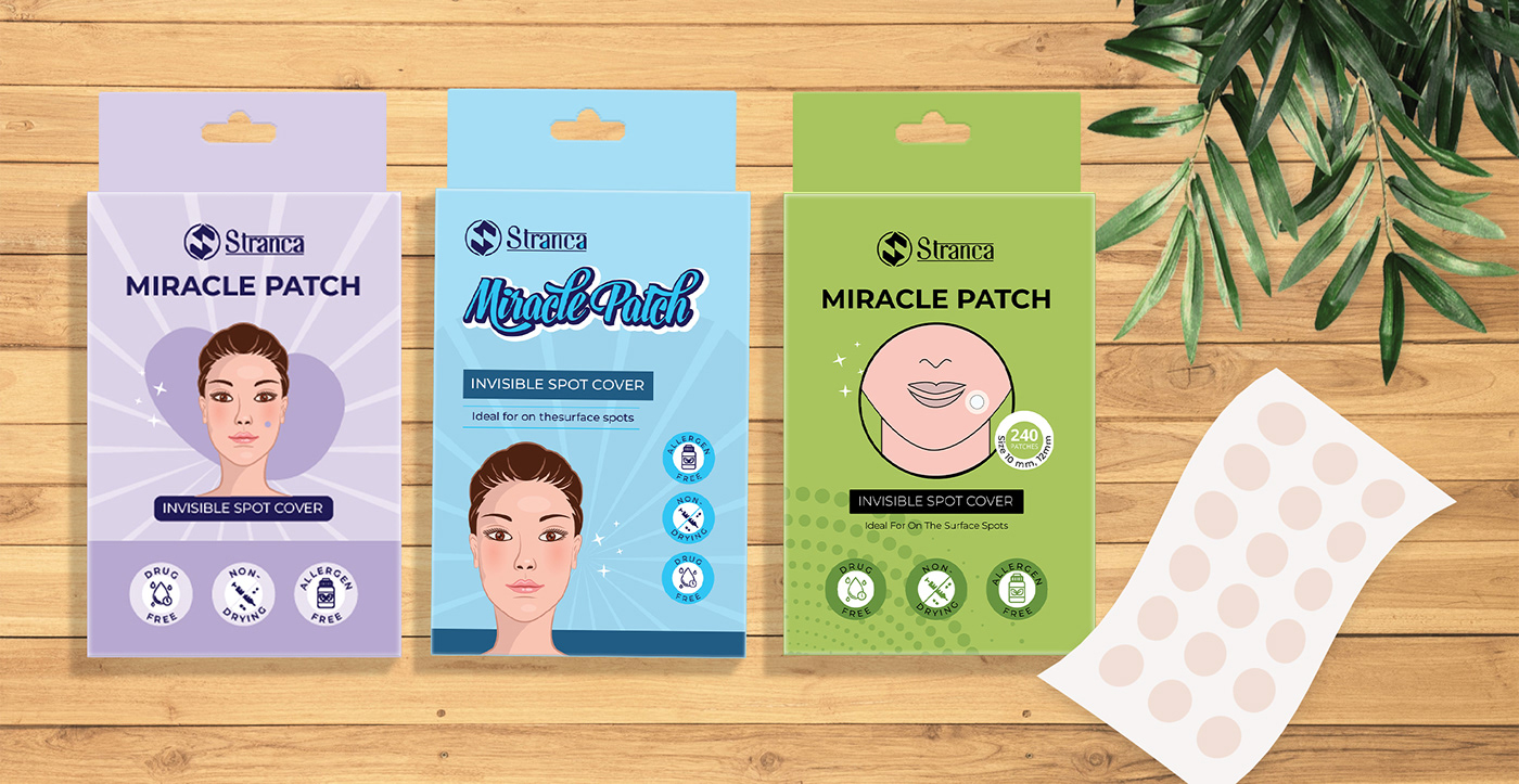 box designs packagingdesign acne patch brand identity Cosmetics Label Design cosmetics packaging Labeldesign productlabel box label pimple patch