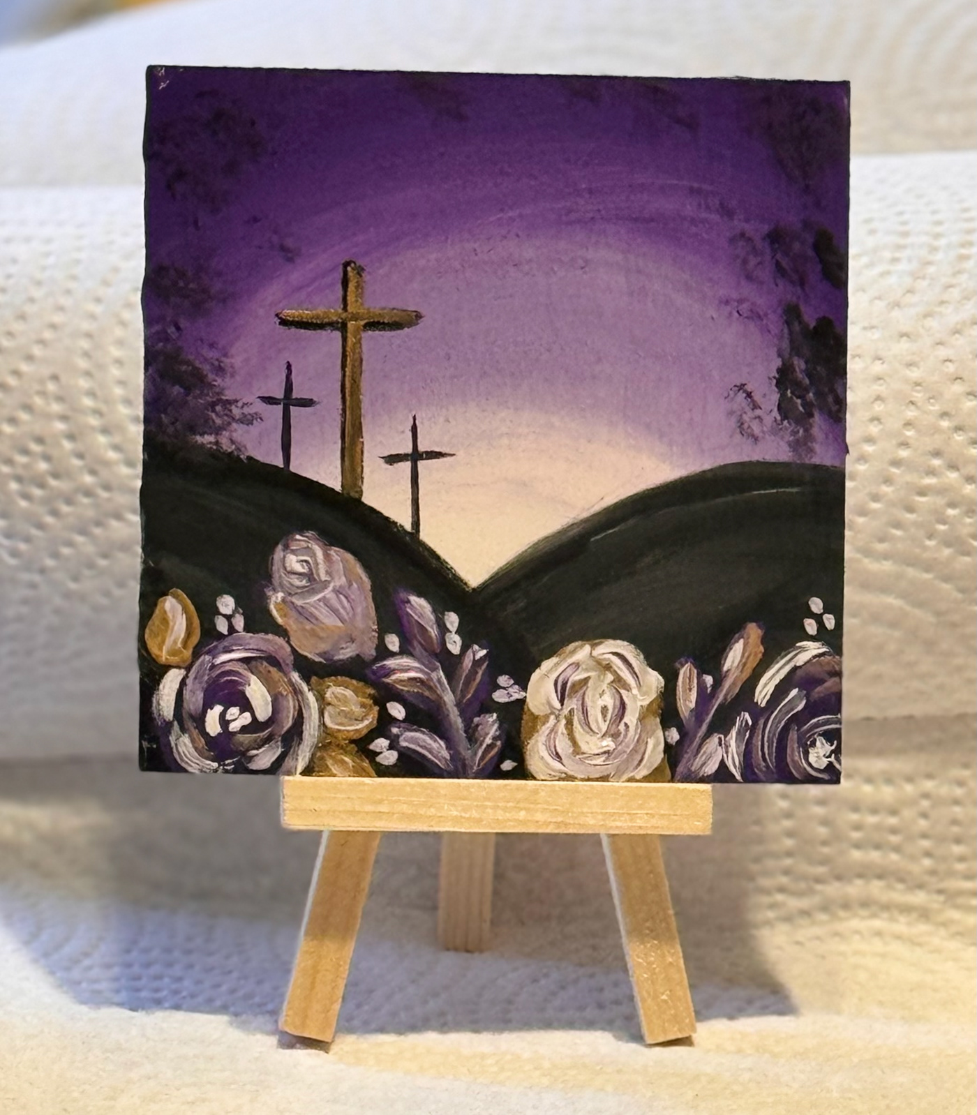 acrylic small painting Easter cross