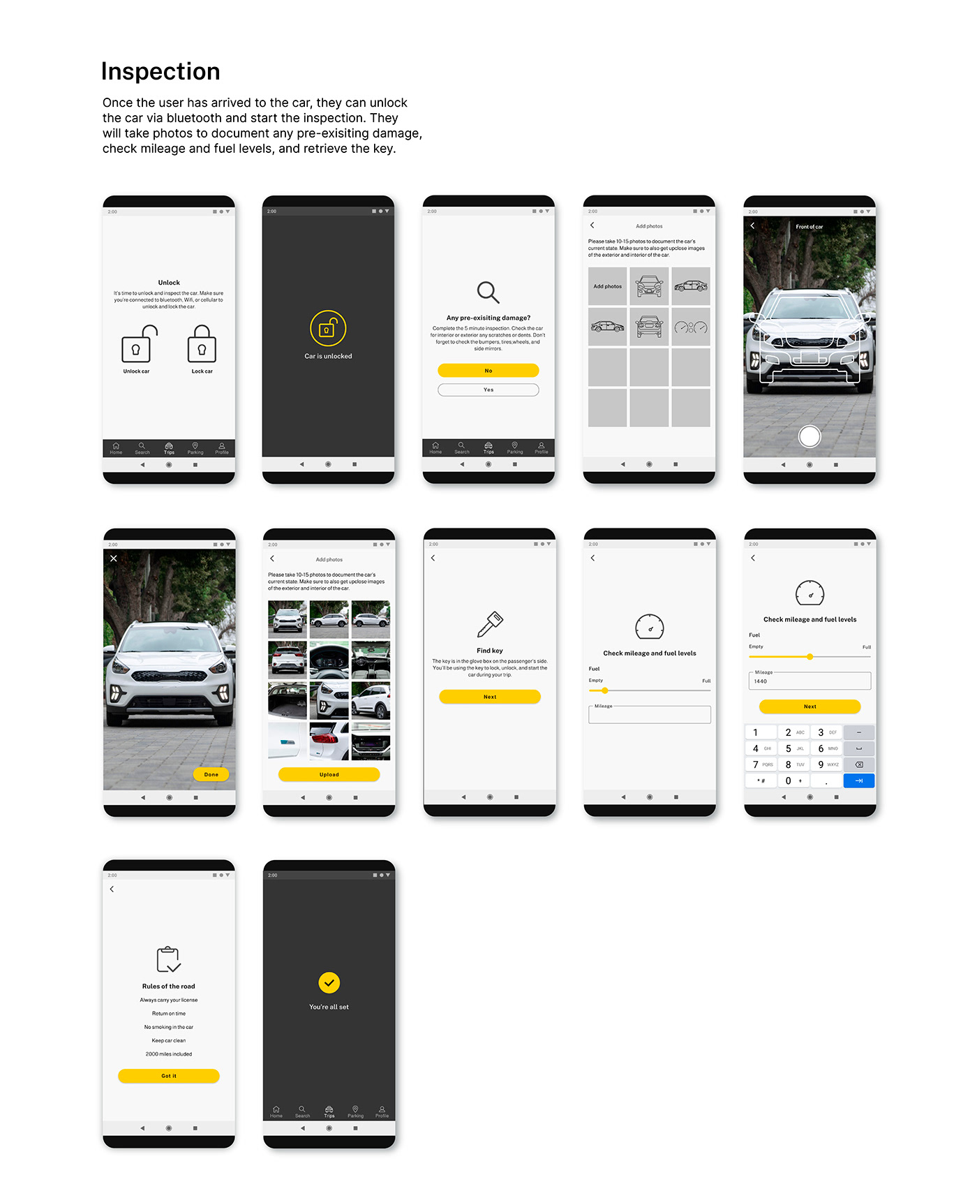 app design car rental app HERTZ iconography material design redesign research user experience user interface user journey map