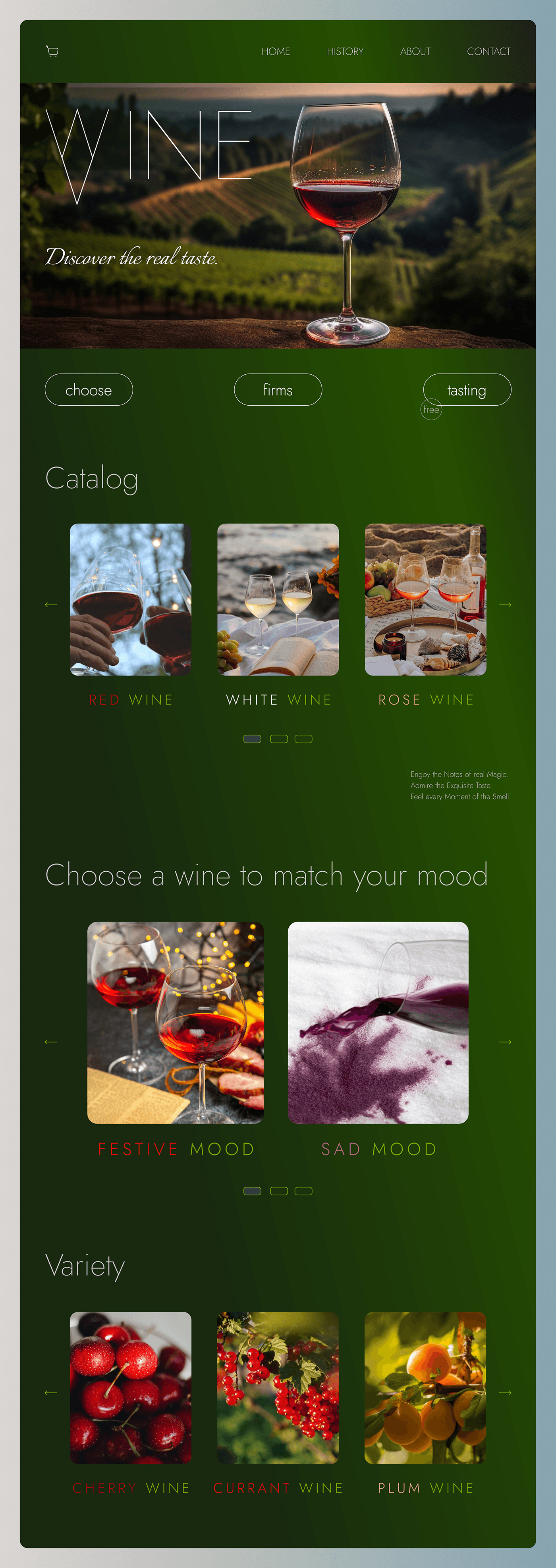 wineshop online store UI/UX Online shop mood exclusive green Food  wine yummydesign