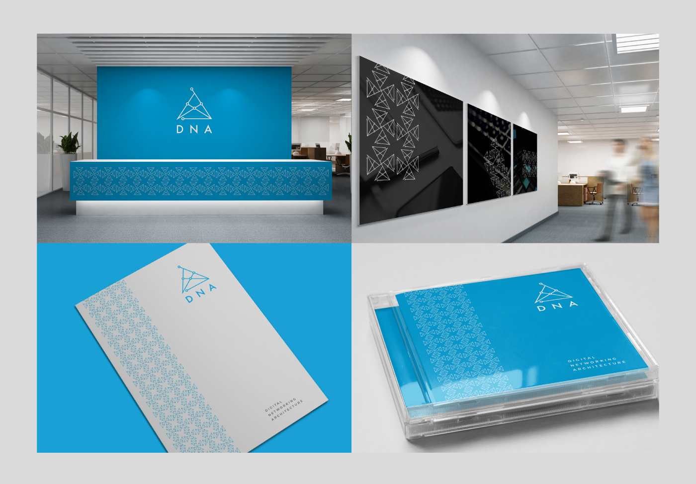 brand logo Stationery identity network digital architecture center mockups Office Space