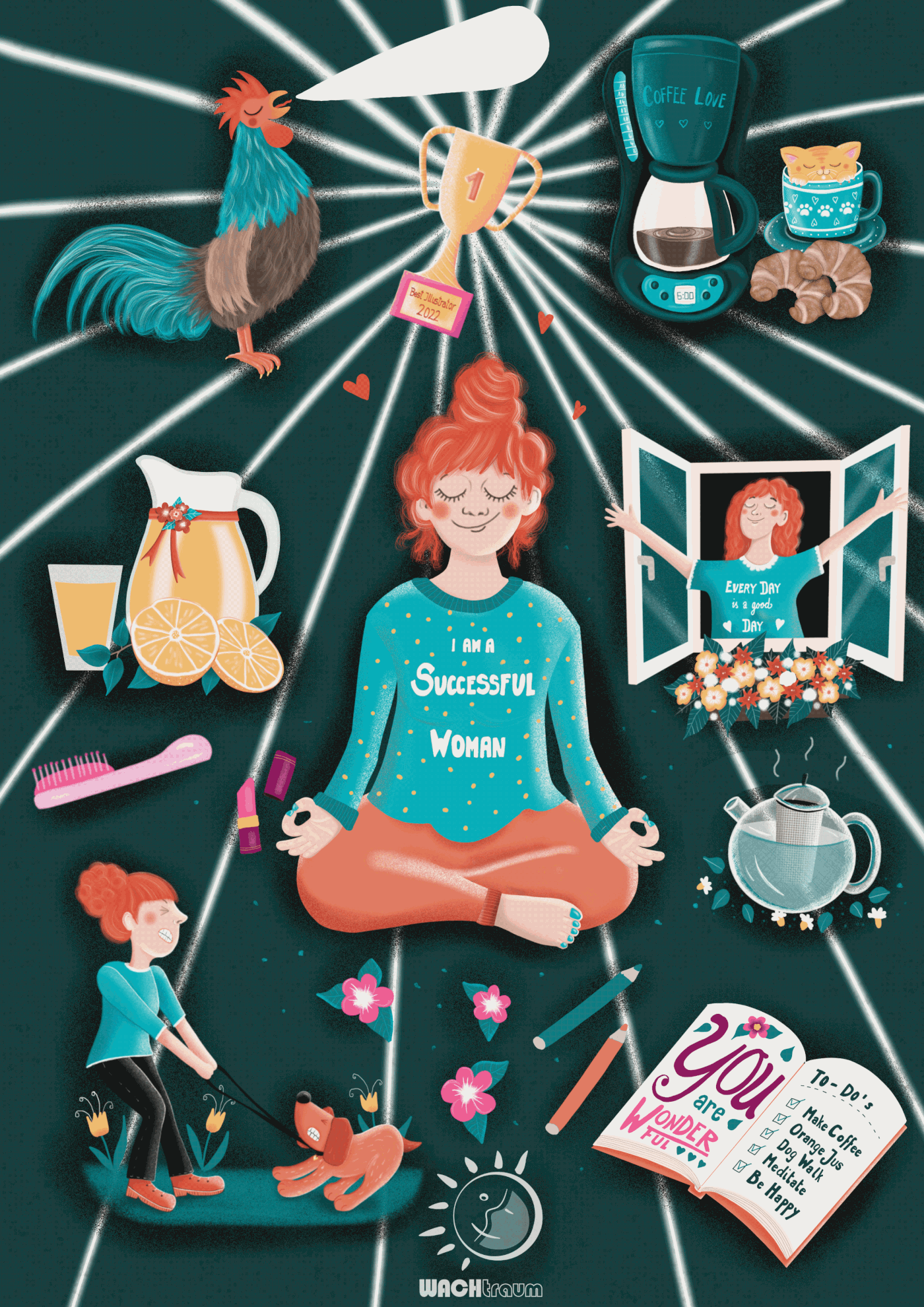 animation  editorial Editorial Illustration lillarogers MakeArtThatSells mats meditation Procreate women Yoga