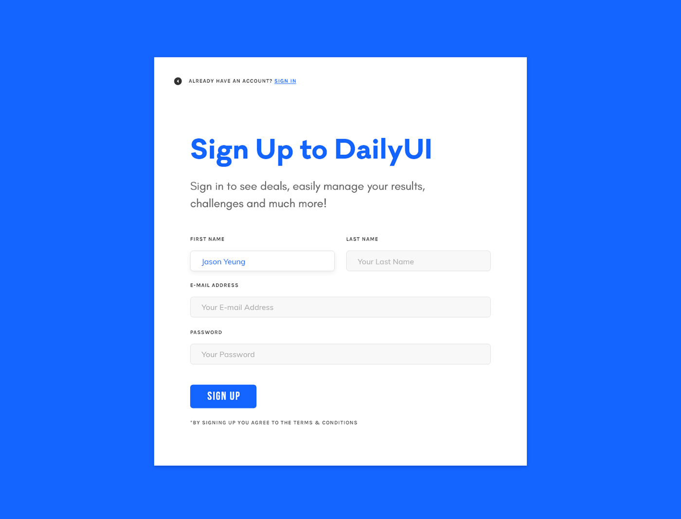 daily ui UI/UX sign up DAY 1 