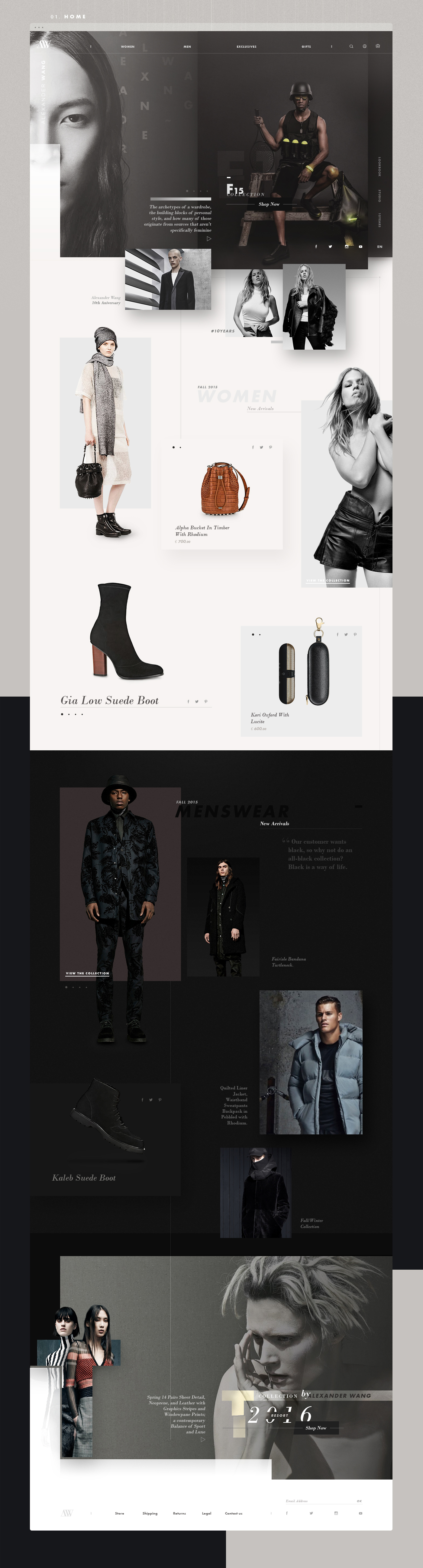 Web design UI ux alexander wang Ecommerce e-commerce trend Clothing mobile models Responsive grid