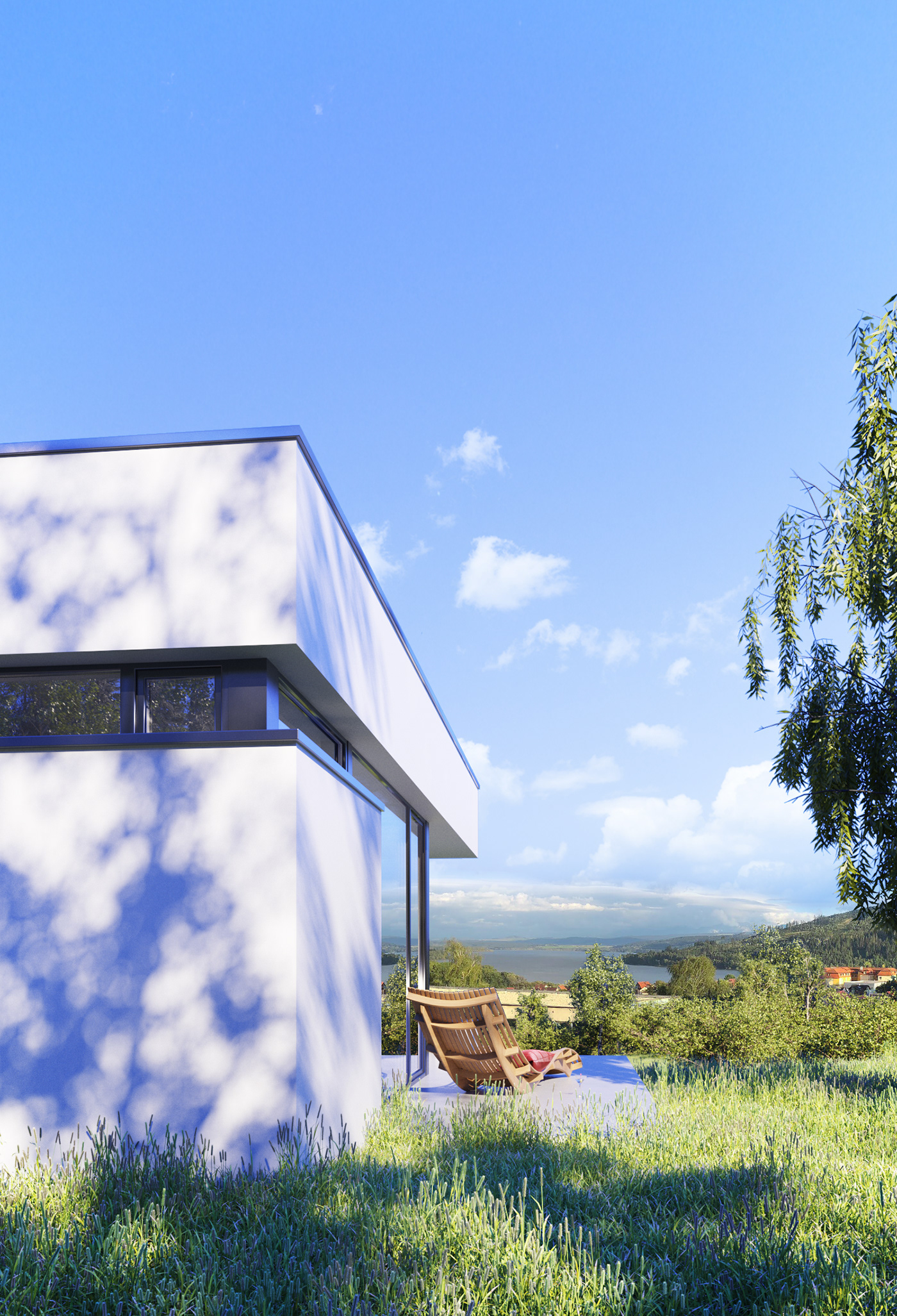 Render architecture house modern view minimalist visualisation graphic exterior photorealistic