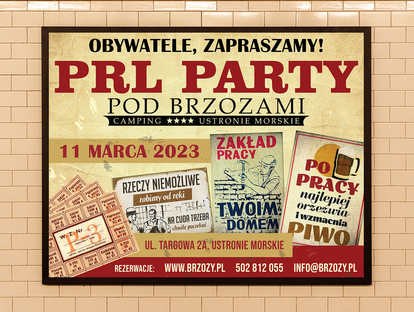 poster vintage PRL party brand identity Social media post design visual identity