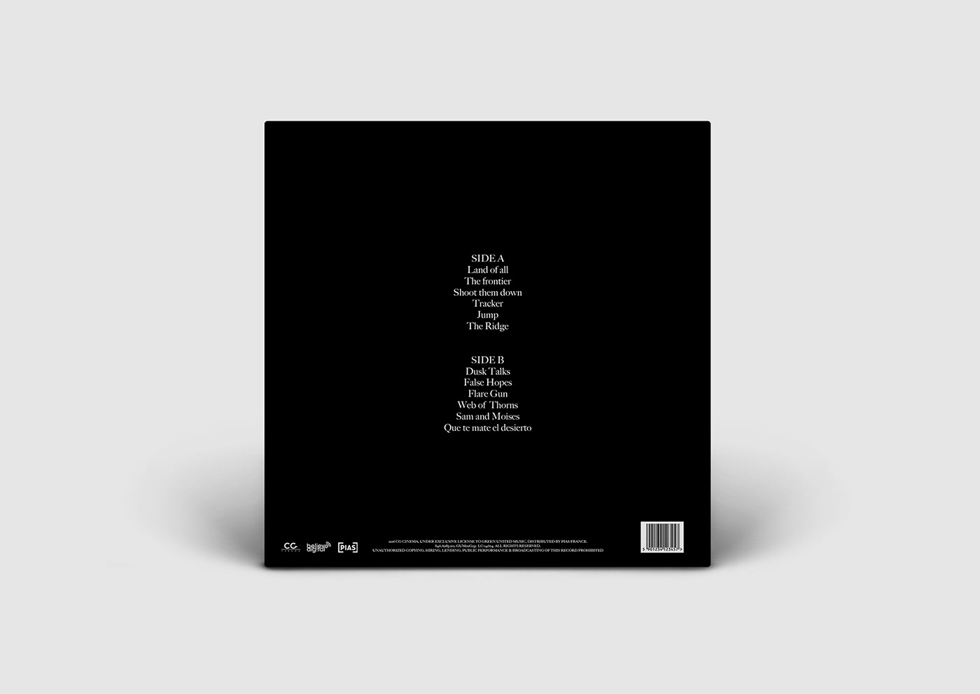 vynil design Packaging type black minimal music electronic Desierto motion