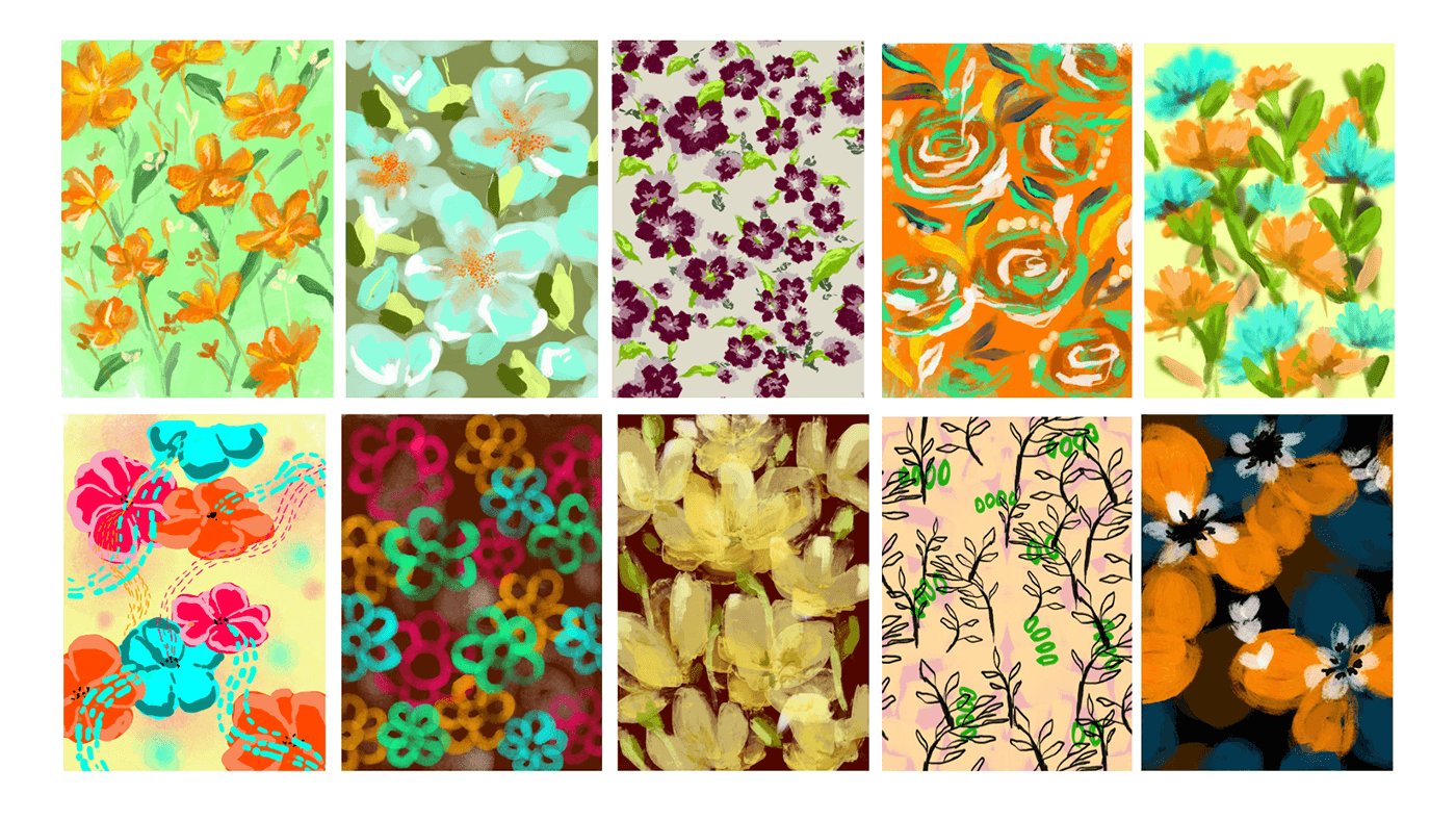 ILLUSTRATION  pattern design  floral pattern floral textile design  skirt gucci Fashion  acrylic print design 