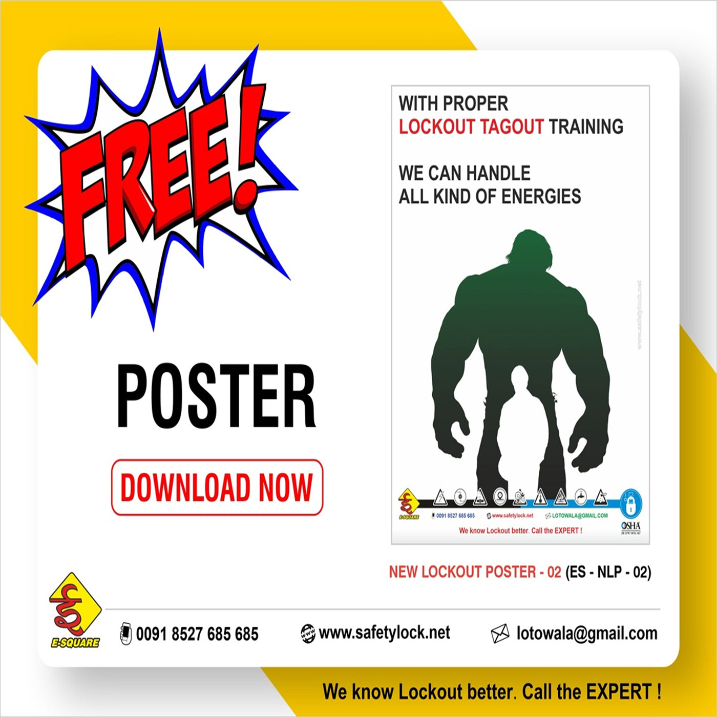 Lockout Tagout Poster - With proper Lockout Tagout Training, we can handle all kind of Energies
