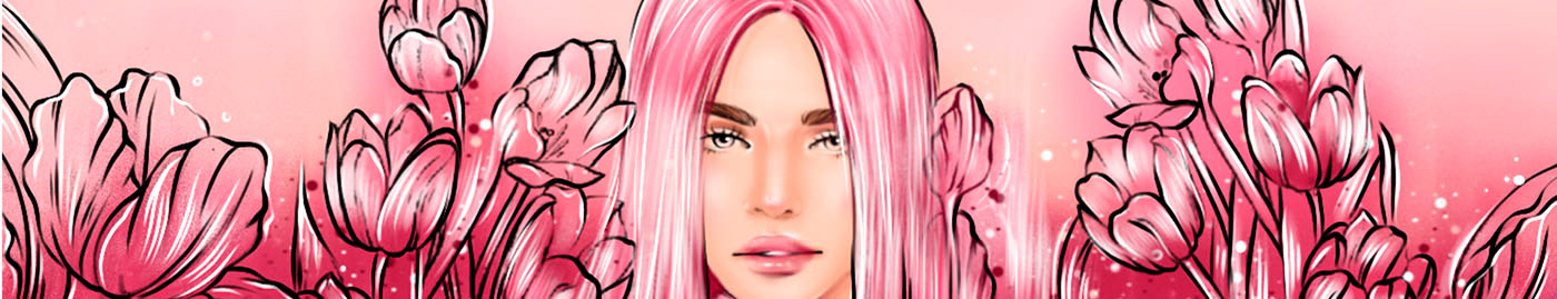 beauty Character design  Digital Art  digital illustration Drawing  Fashion  flower hair ILLUSTRATION  graphic design 