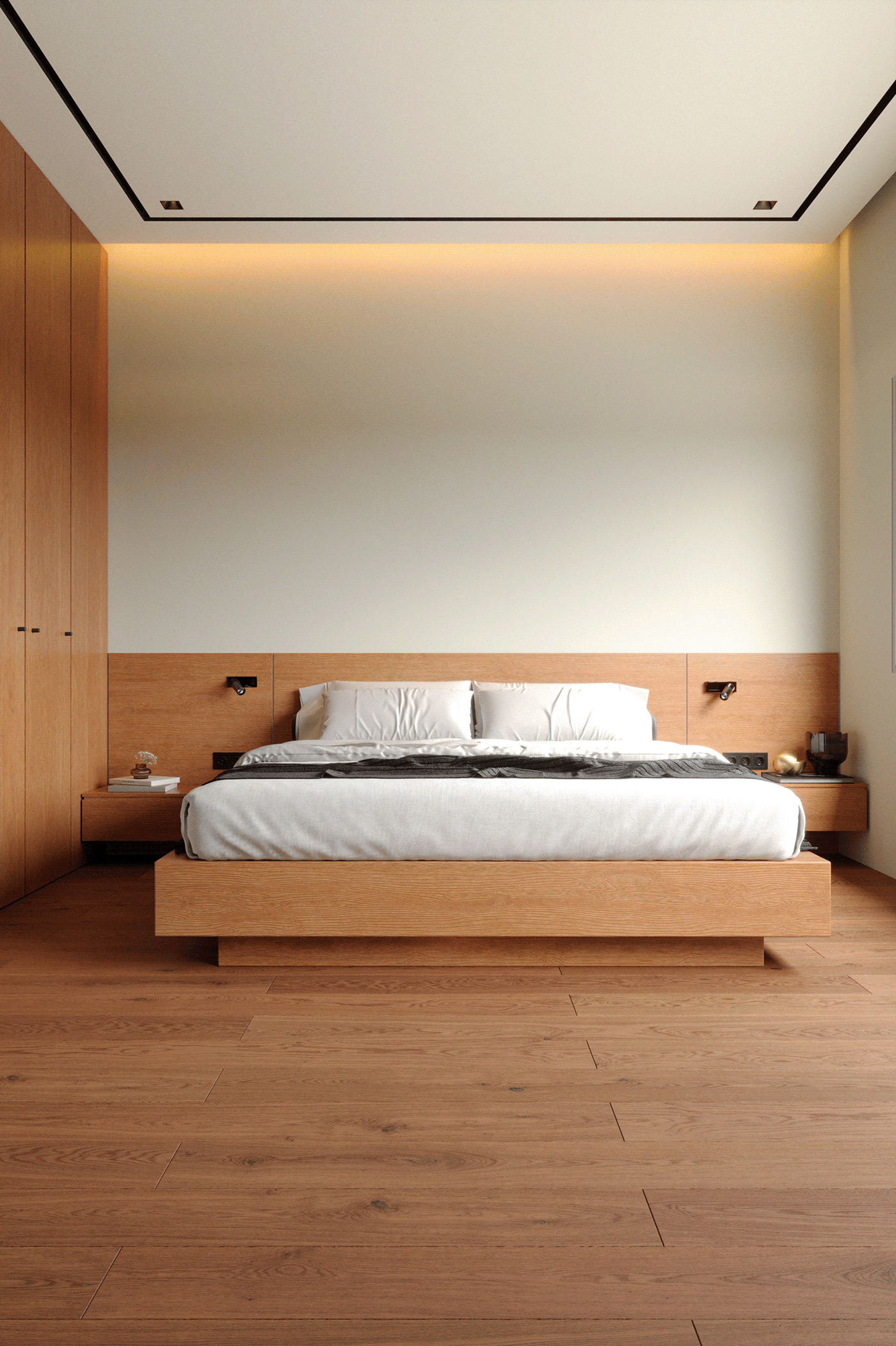 cozy modern wood bedroom Bedroom interior bedroom design bed bedroomdesign Render interior design 