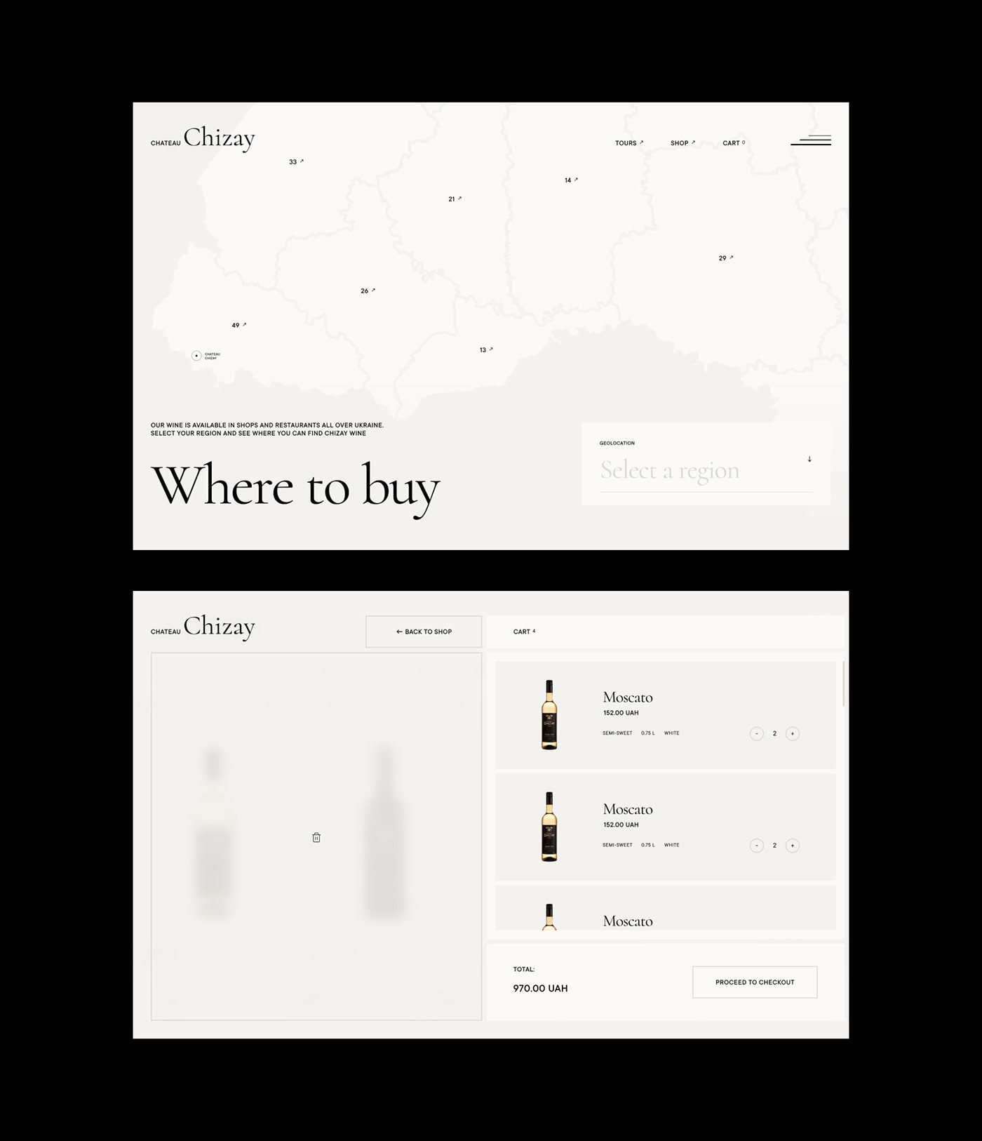 chateau minimalistic Website Design wine Online shop ecommerce website Creative Design light design producer store design