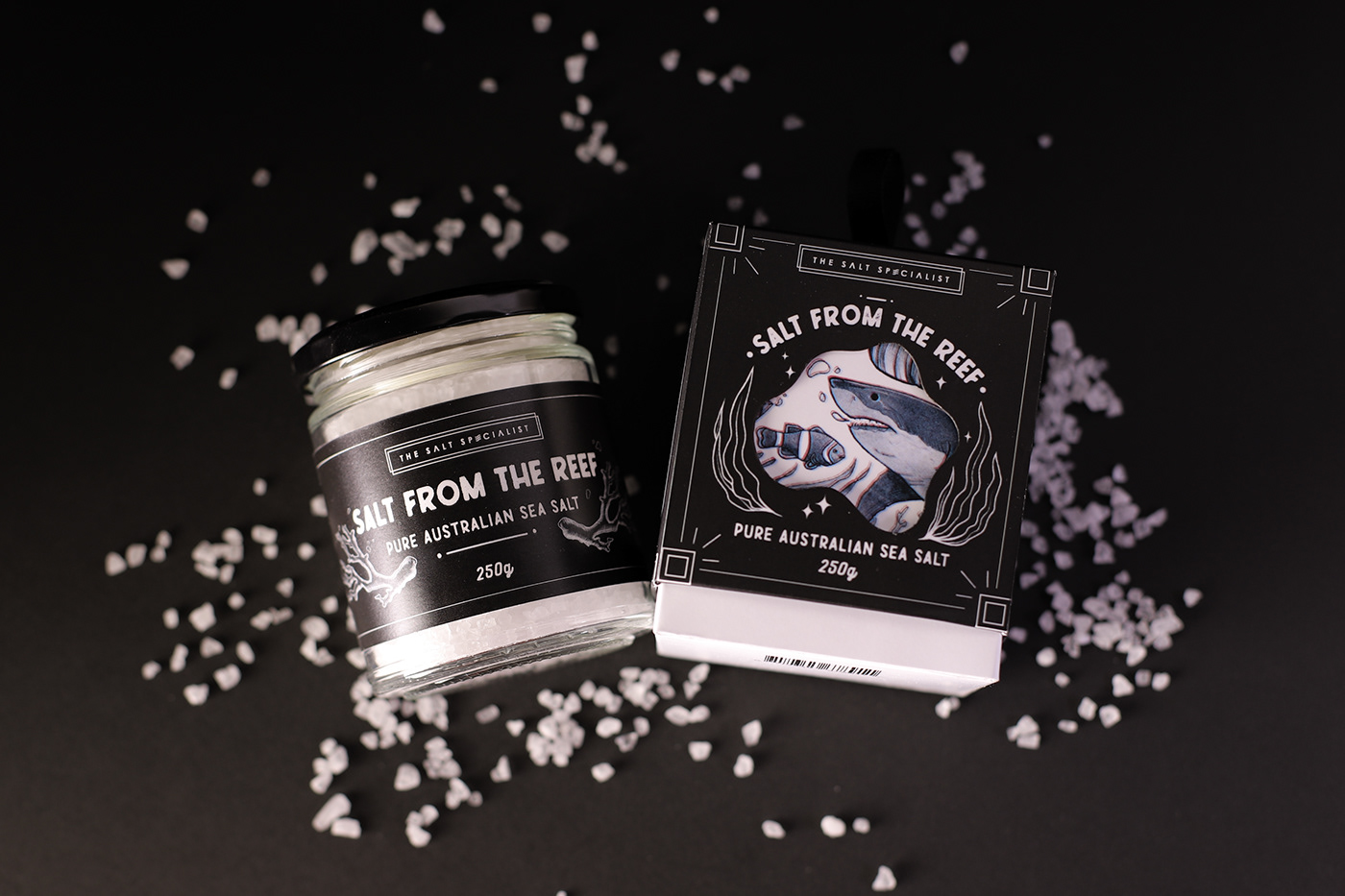 packaging design art direction  ILLUSTRATION  sea salt print design  Food  marine life graphic design  adobeawards